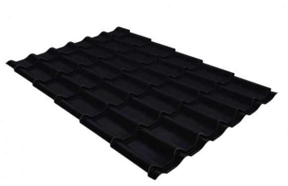 Металлочерепица 1,18х3,60 м толщина 0,5 мм Стальной Бархат/Rooftop Matte черный янтарь RAL 9005