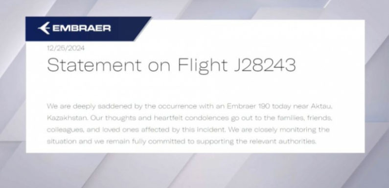 Конгломерат Embraer сделал заявление после авиакатастрофы