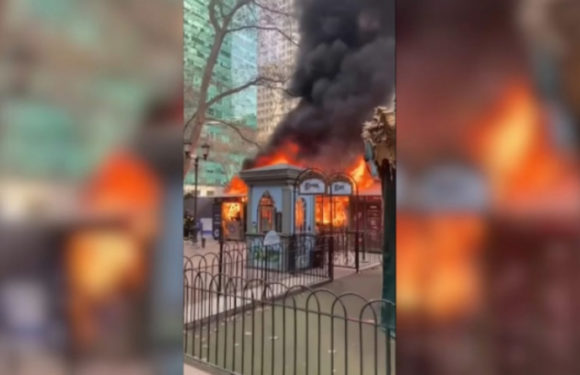 На праздничном рынке в Нью-Йорке вспыхнул мощный пожар