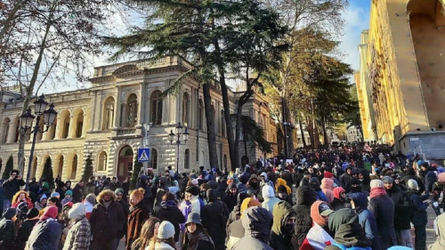 Выборы в Грузии: в стране проходят протесты, Зурабишвили прошла перед митингующими (видео)